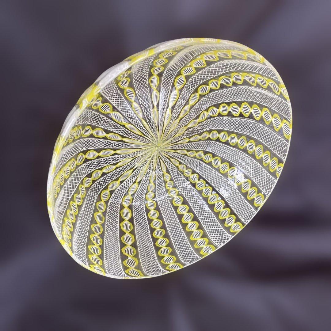 ヴェネチアングラス サラダボール ホワイト&イエロー