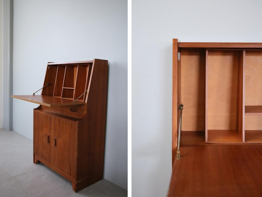 英国アンティークチーク古木ライティングビューロー/木製デスク/勉強机92-265