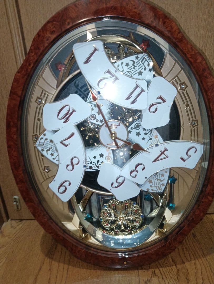 ⭕️極美品❗️リズム時計 電波カラクリ掛け時計 スモールワールドブルームGO