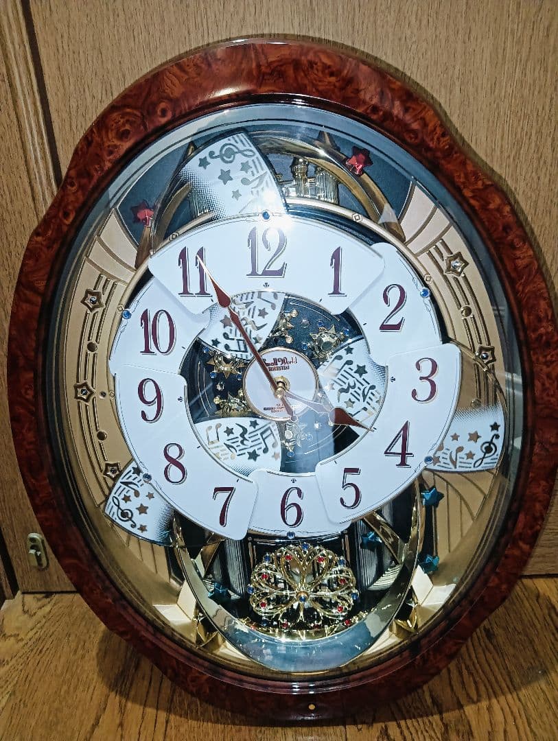 ⭕️極美品❗️リズム時計 電波カラクリ掛け時計 スモールワールドブルームGO