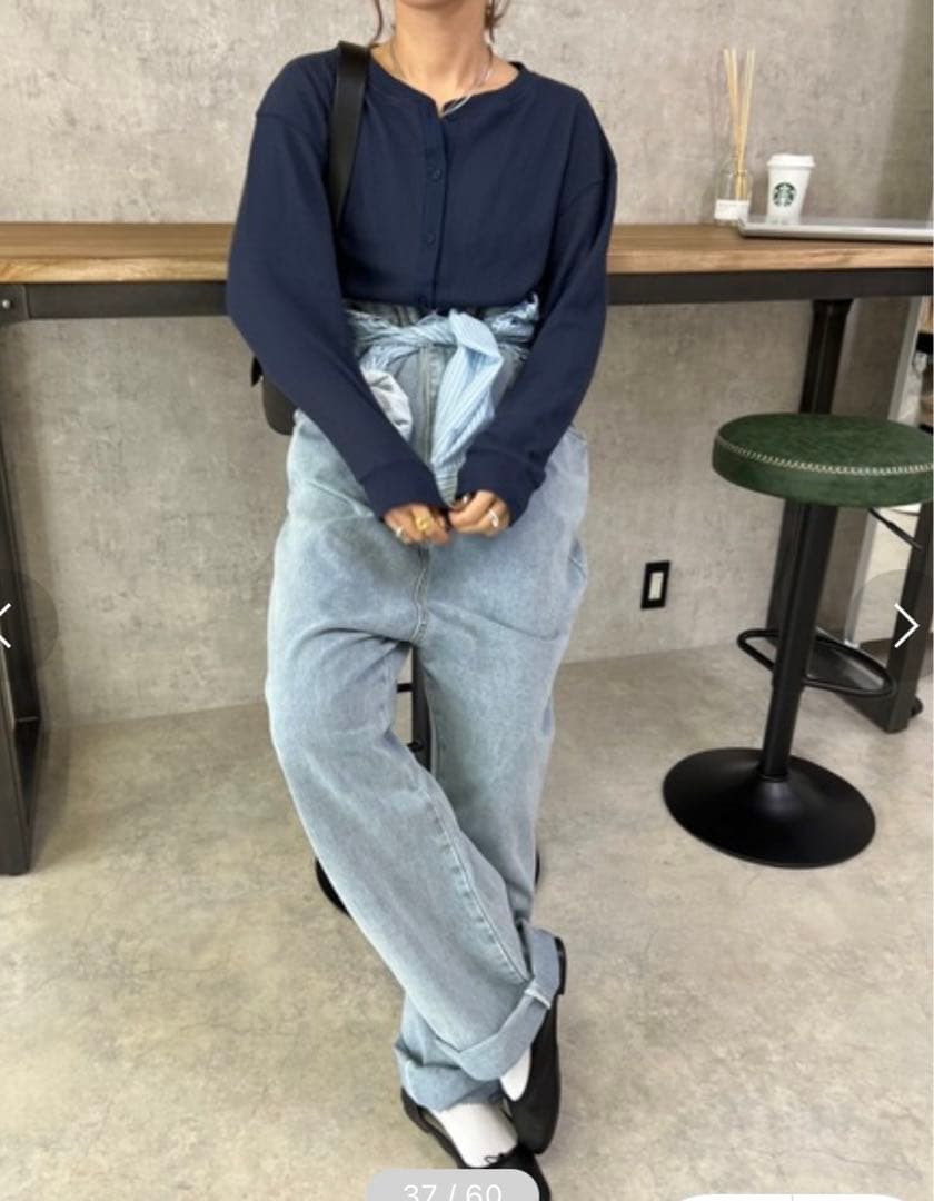 owndaily シャツドッキングデニムジャンプスーツ