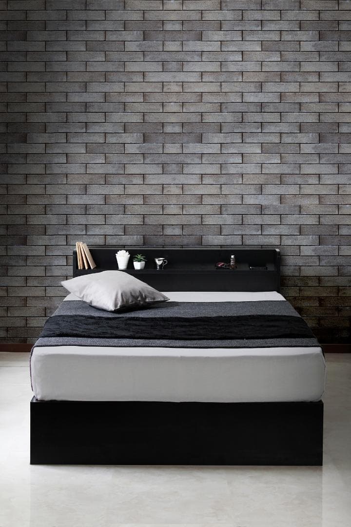 【ダブル　ブラック】シンプルでスタイリッシュなベッド＜フレームのみ＞