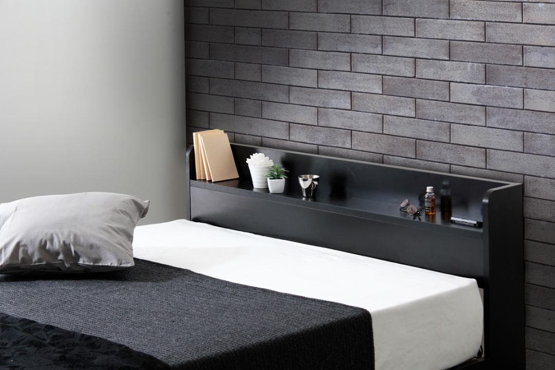 【ダブル　ブラック】シンプルでスタイリッシュなベッド＜フレームのみ＞