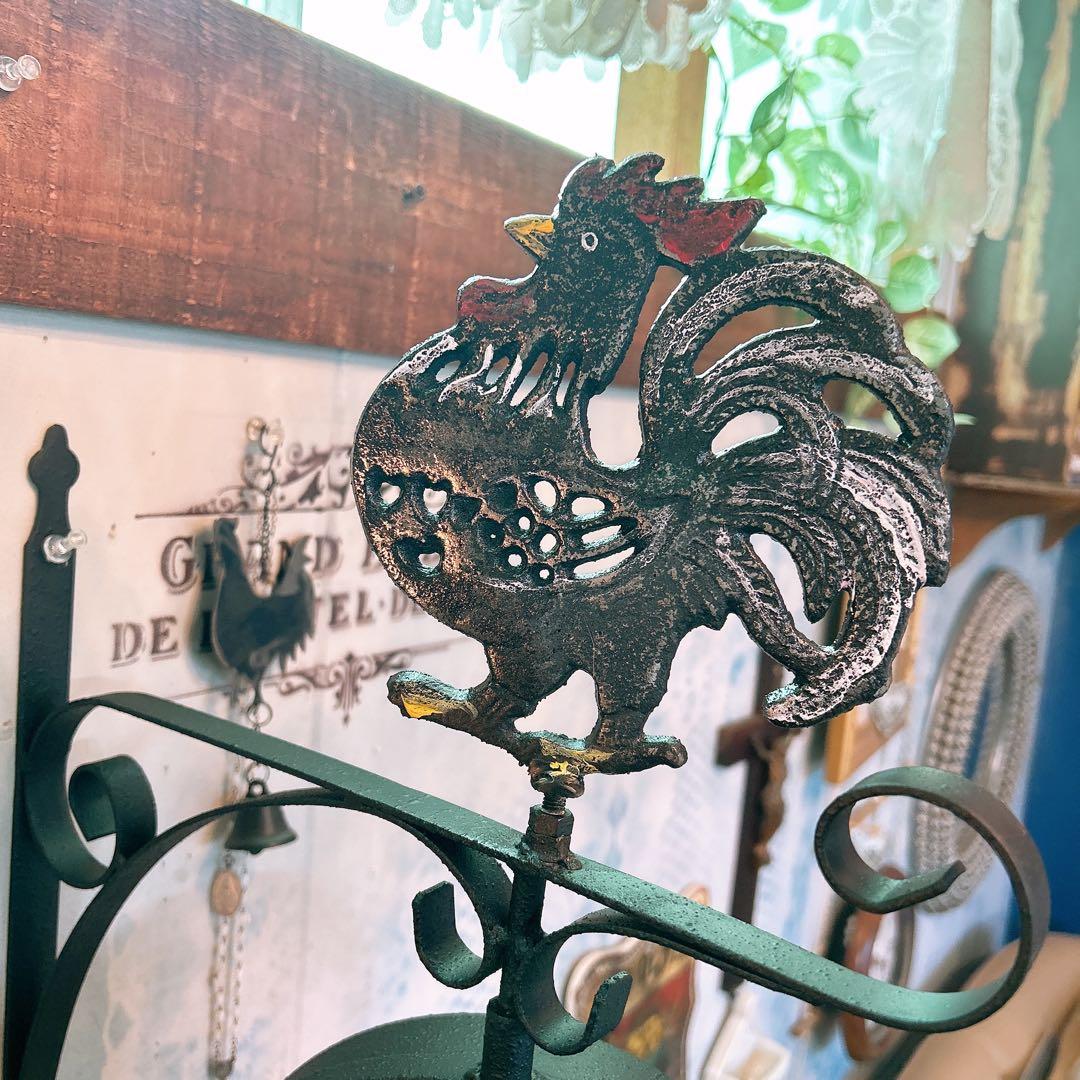 おしゃれな壁掛け時計 アンティーク 風見鶏top 両面時計 艶無しブラック