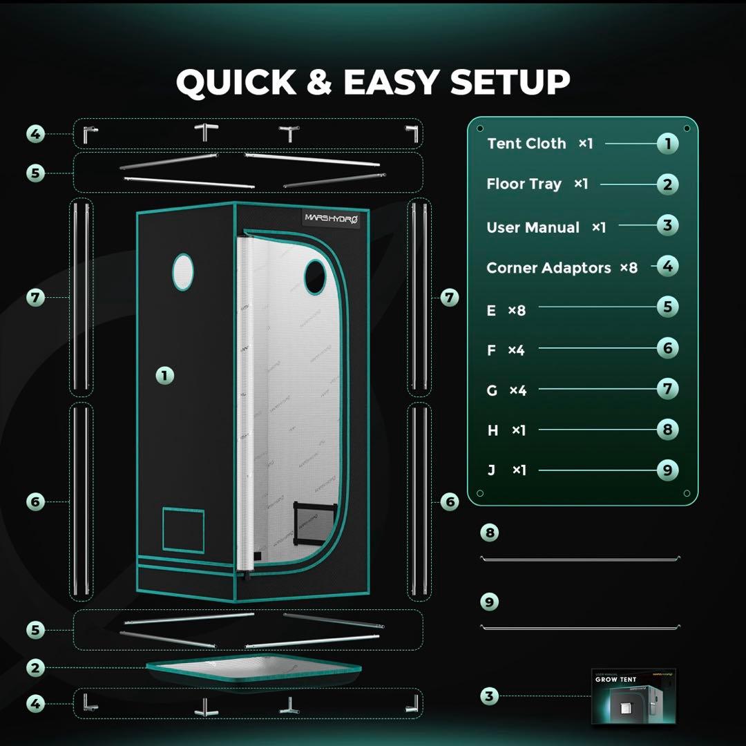 Mars Hydro 70×70×160cm 植物育成用グロウテント