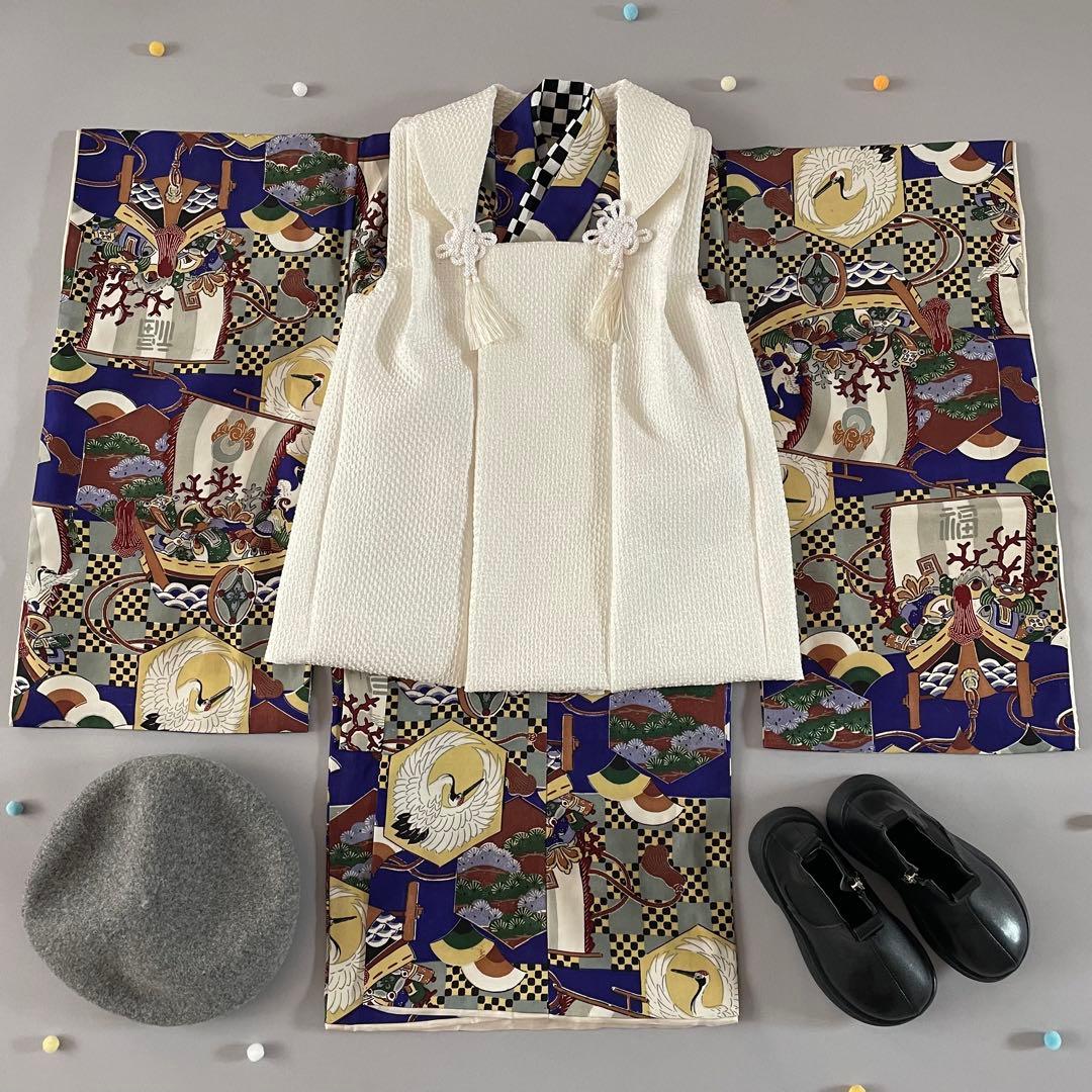 美品　七五三　3歳　4歳　男の子　アンティークお着物セット　正絹総絞りの被布