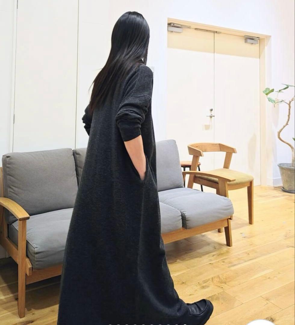 タートルネックロングドレス チャコールグレー