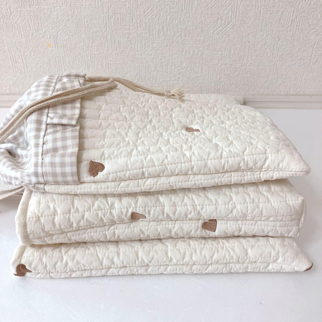 在庫処分セール！！レッスンバッグ 上履き入れ　体操服袋　ヌビ　ハート刺繍