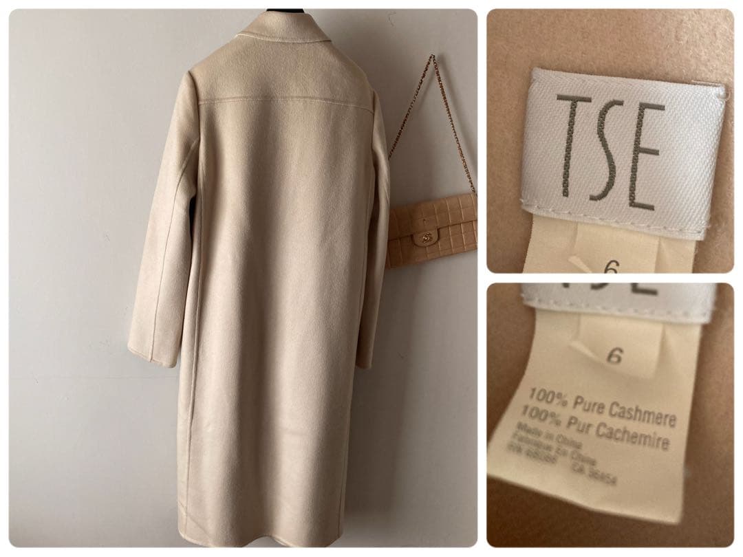 TSEセイ＊最高級カシミヤ100%ステンカラーコート 30万＊アイボリーベージュ