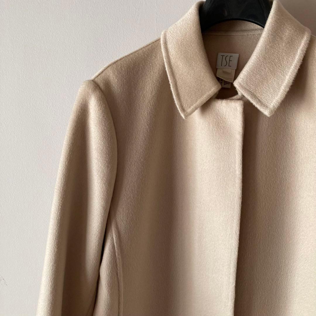 TSEセイ＊最高級カシミヤ100%ステンカラーコート 30万＊アイボリーベージュ