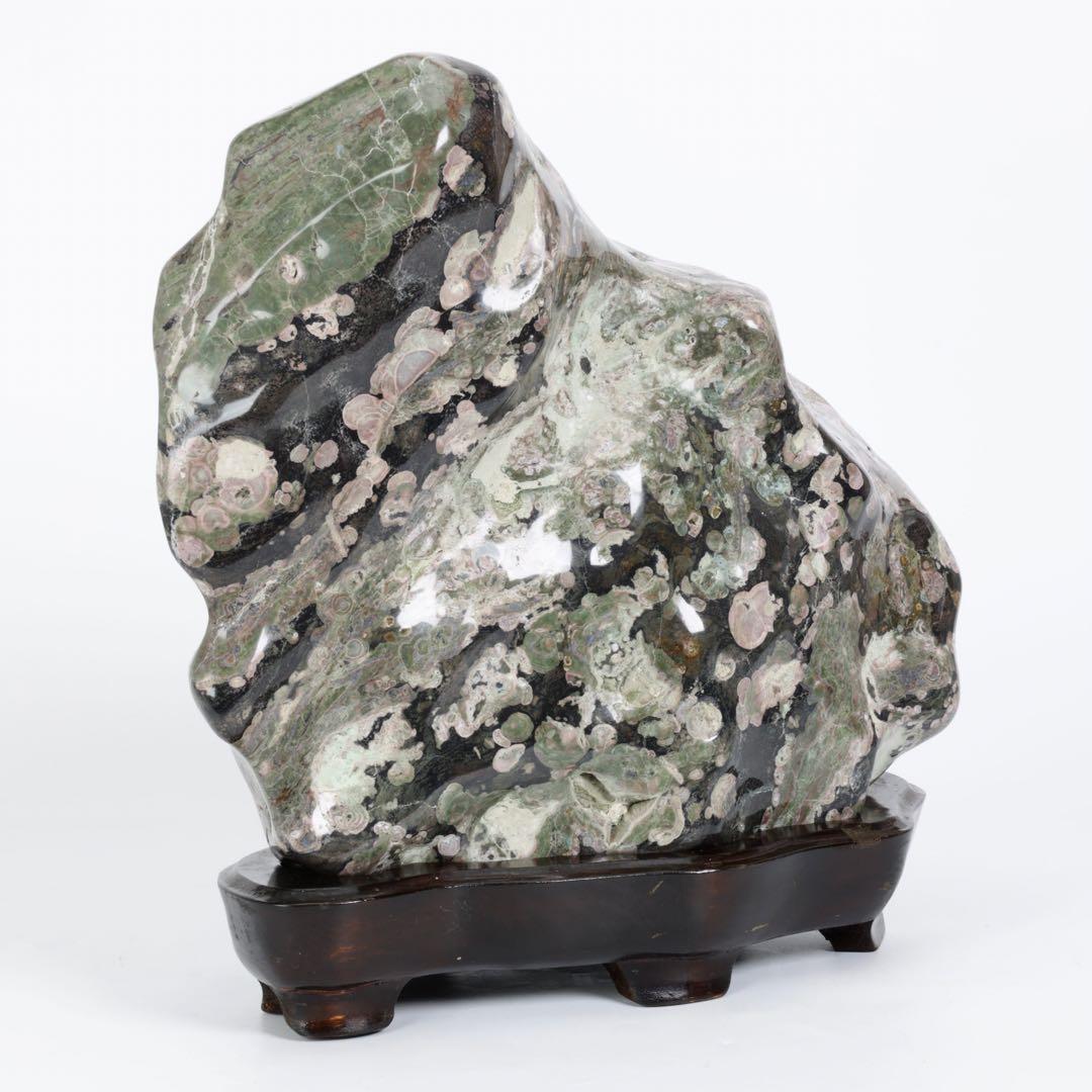 紅梅 梅花石 台座付 15kg 鑑賞石 牡丹石 菊花石 紋石 水石 原石 飾石