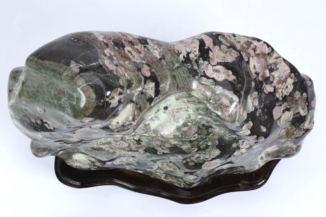 紅梅 梅花石 台座付 15kg 鑑賞石 牡丹石 菊花石 紋石 水石 原石 飾石