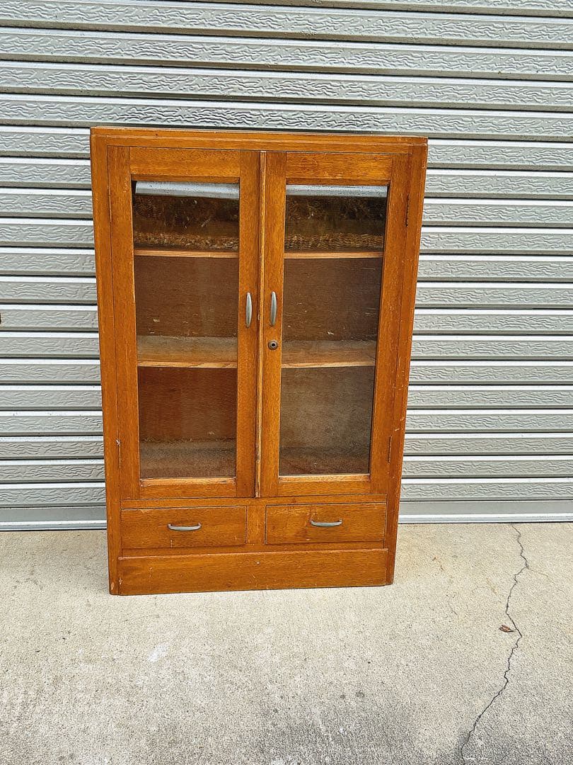稀少/古道具/レトロ/木製/ガラス棚/棚/キャビネット/小引き出し/店舗什器