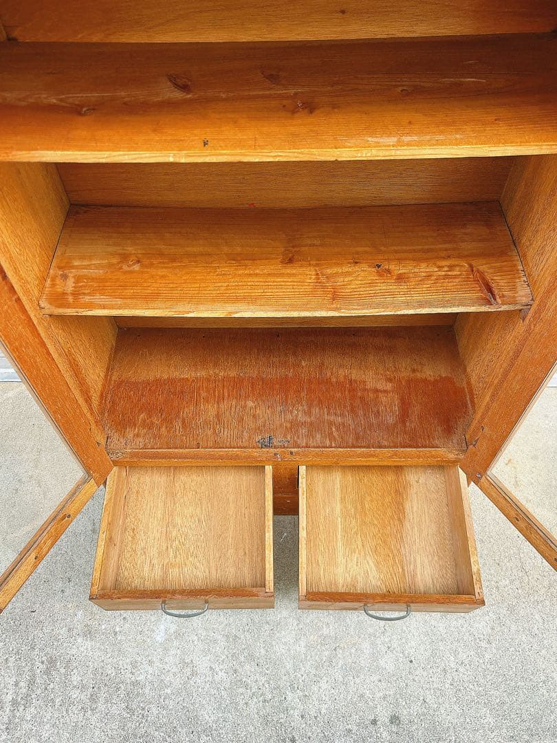 稀少/古道具/レトロ/木製/ガラス棚/棚/キャビネット/小引き出し/店舗什器