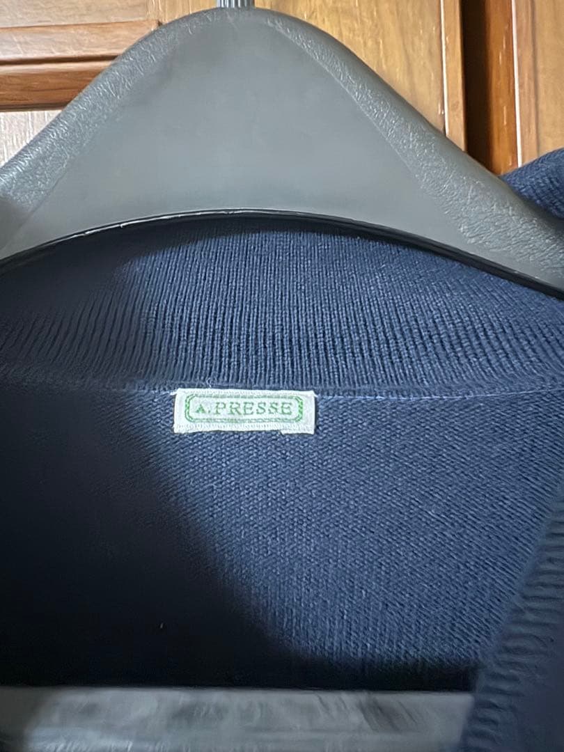 美品 a.presseアプレッセ コットンニットポロカーディガン
