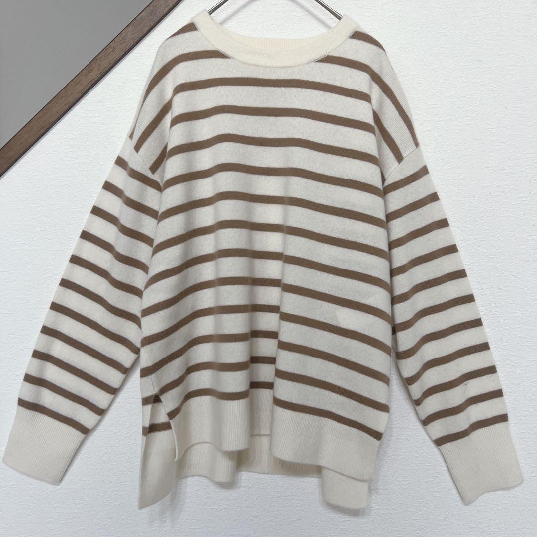 美品 23区 ピュアカシミヤ100％ ニット 洗える ボーダー 38　Mサイズ
