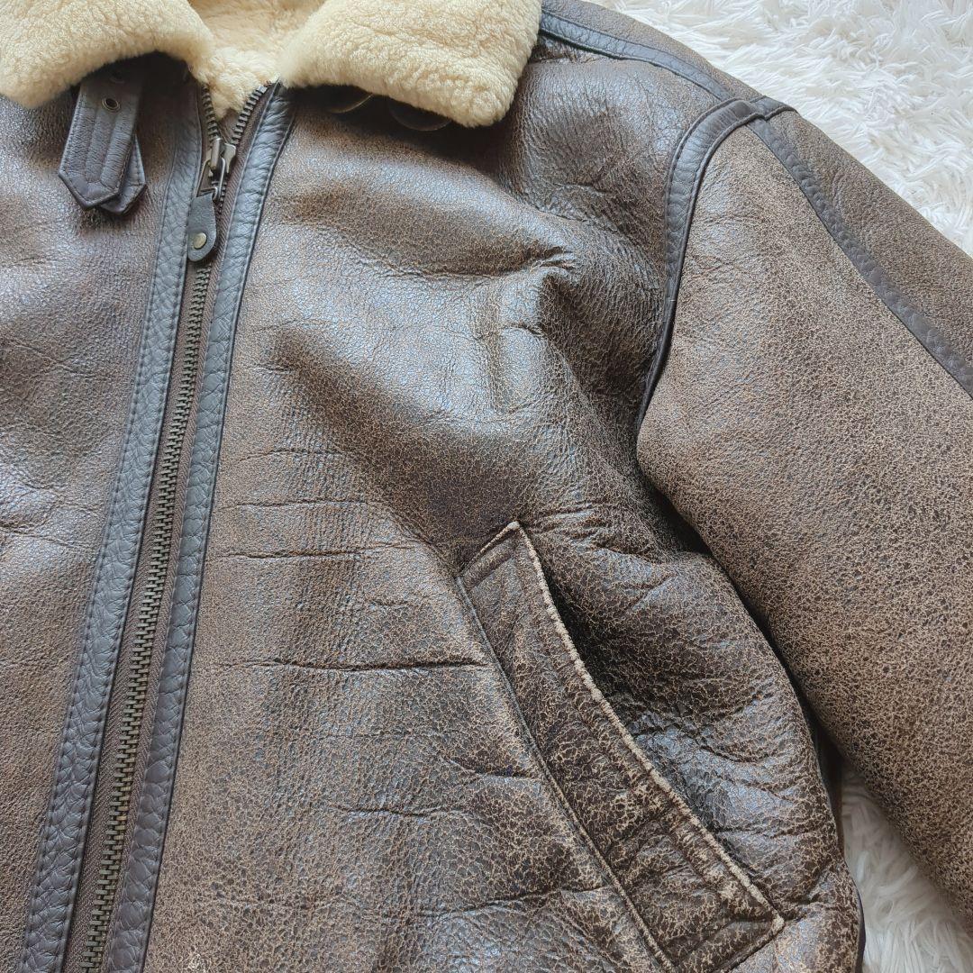 美品 90's B-3フライトジャケット リアルムートン ボア 羊革 L 希少