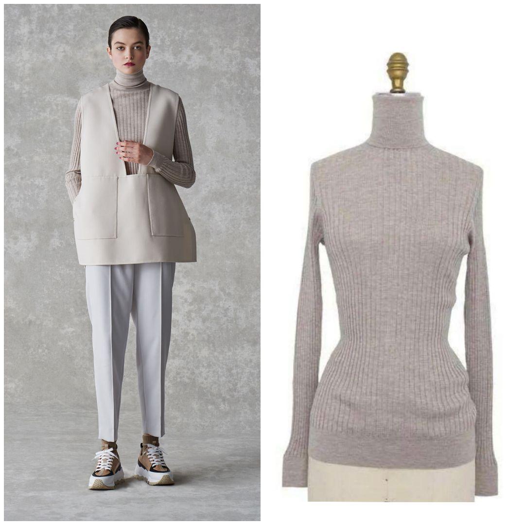 DRAWER　ドゥロワー/カシミヤシルク　18G リブタートルニット/2