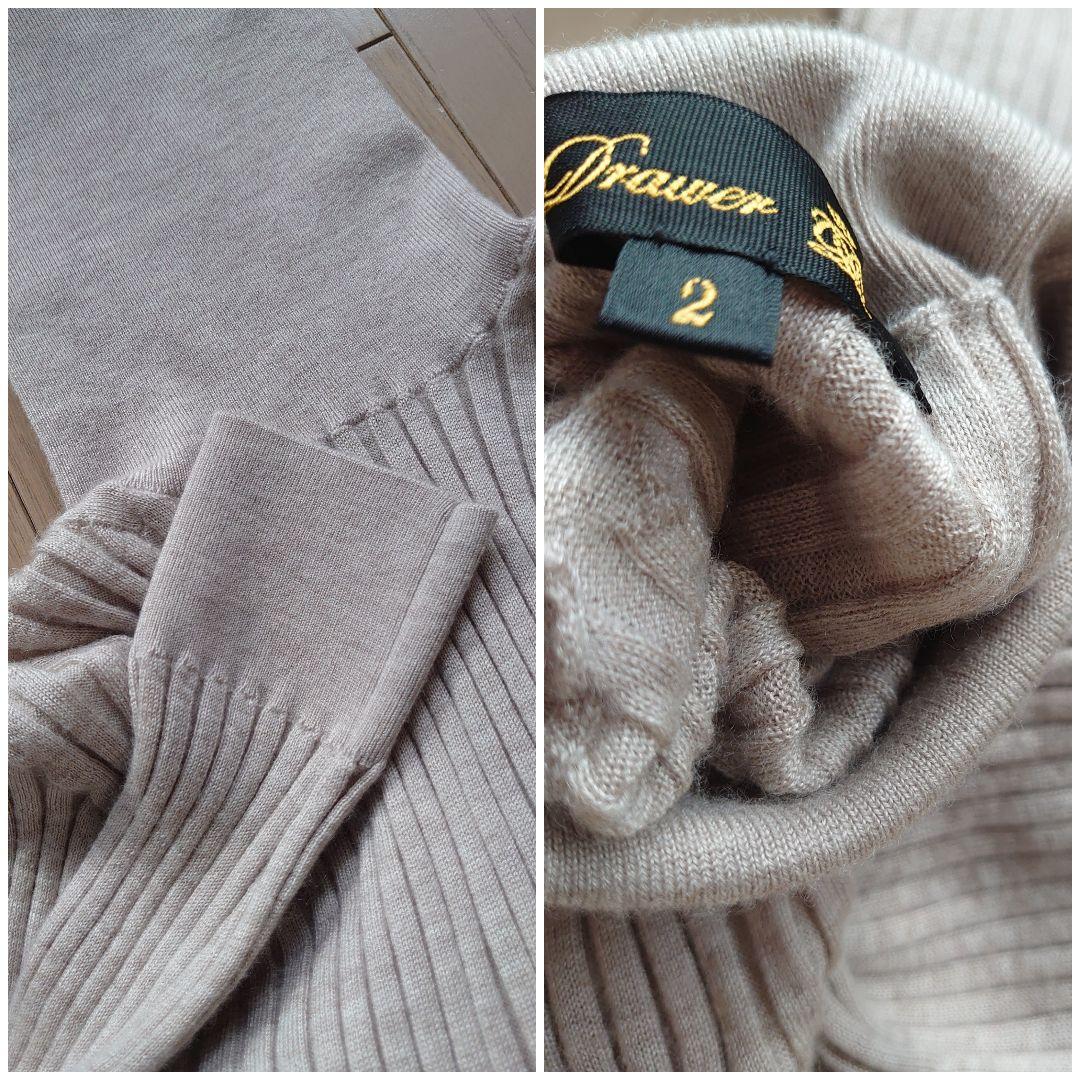 DRAWER　ドゥロワー/カシミヤシルク　18G リブタートルニット/2