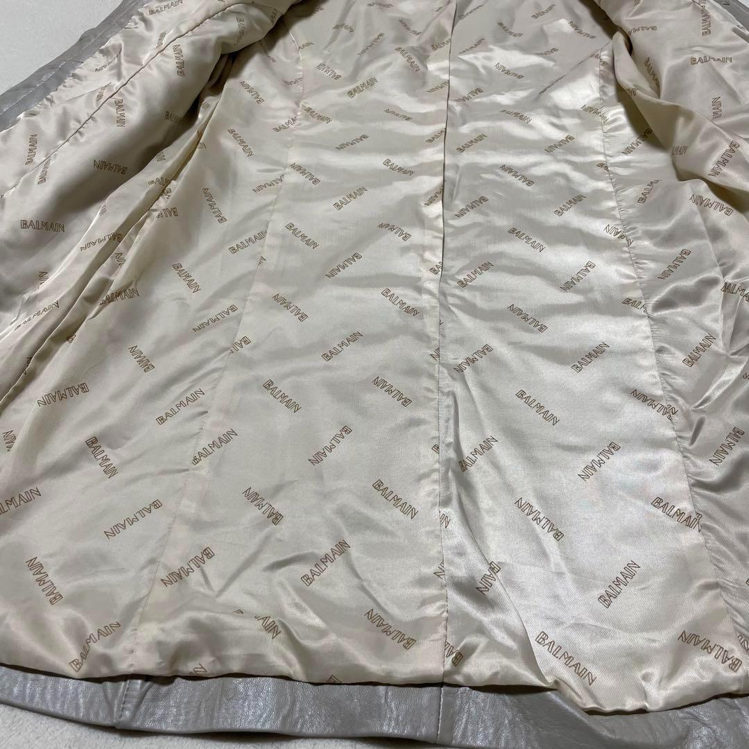 941 BALMAN ラムレザー スタンドカラー コート グレー系 L 11