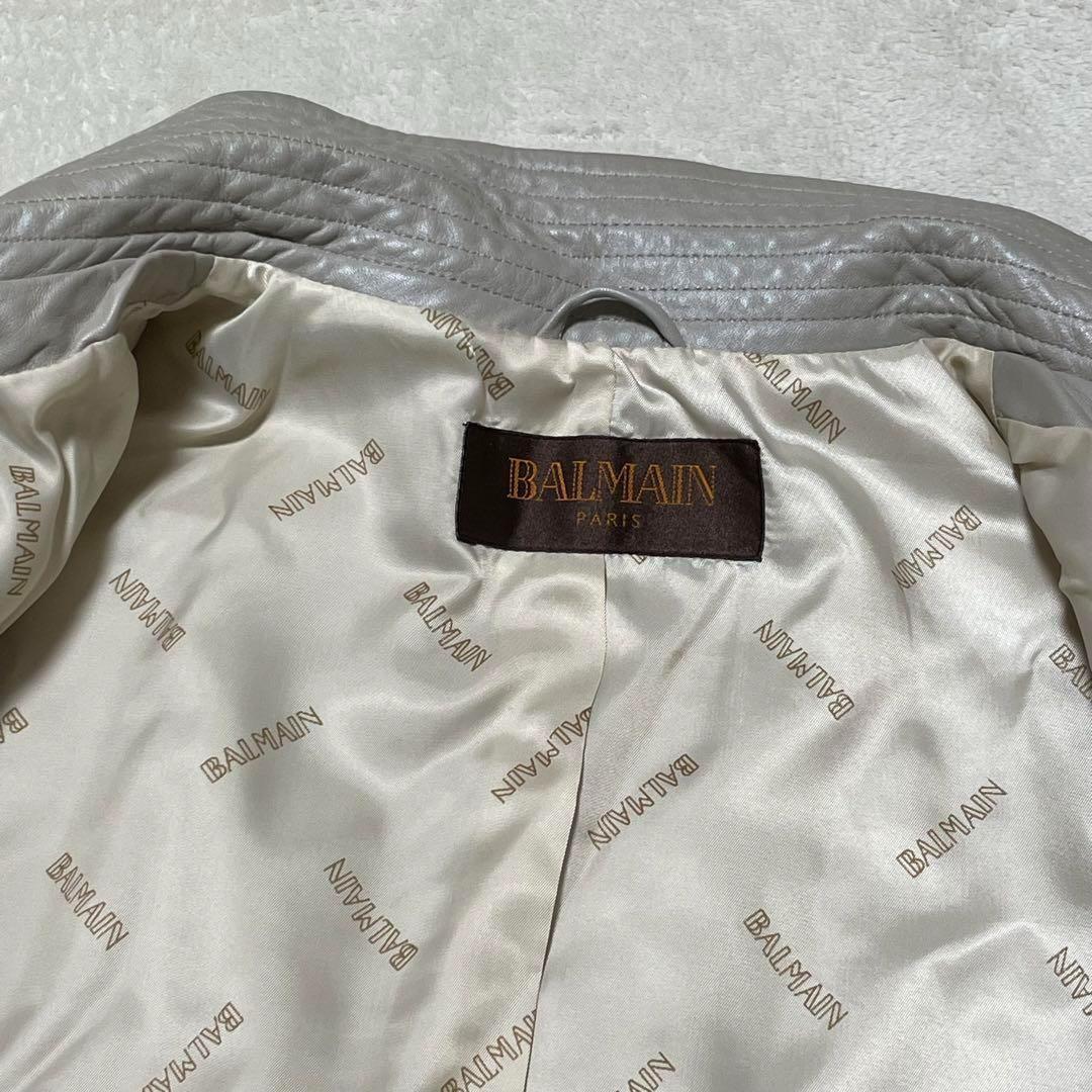 941 BALMAN ラムレザー スタンドカラー コート グレー系 L 11