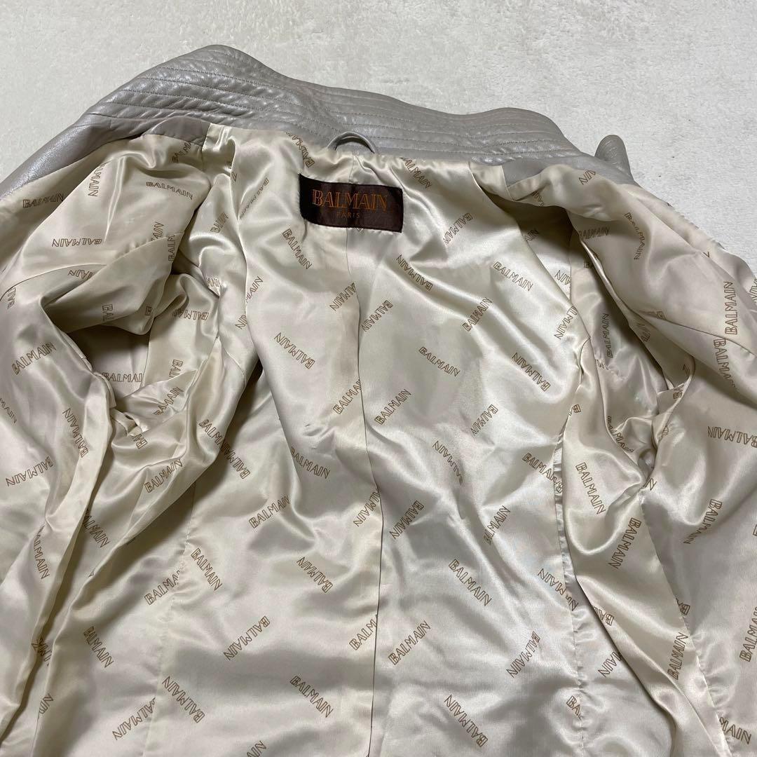 941 BALMAN ラムレザー スタンドカラー コート グレー系 L 11