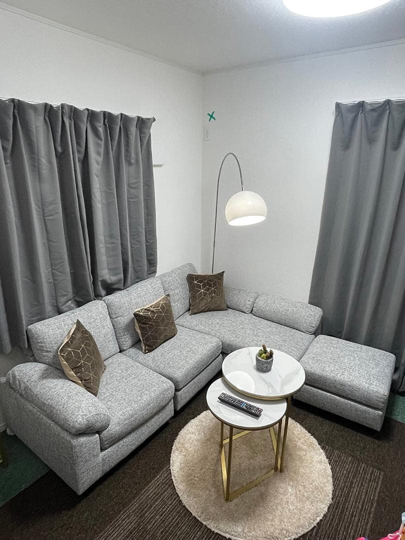 エレガント 焼結石ゴールド脚 ネストテーブルセット 2脚