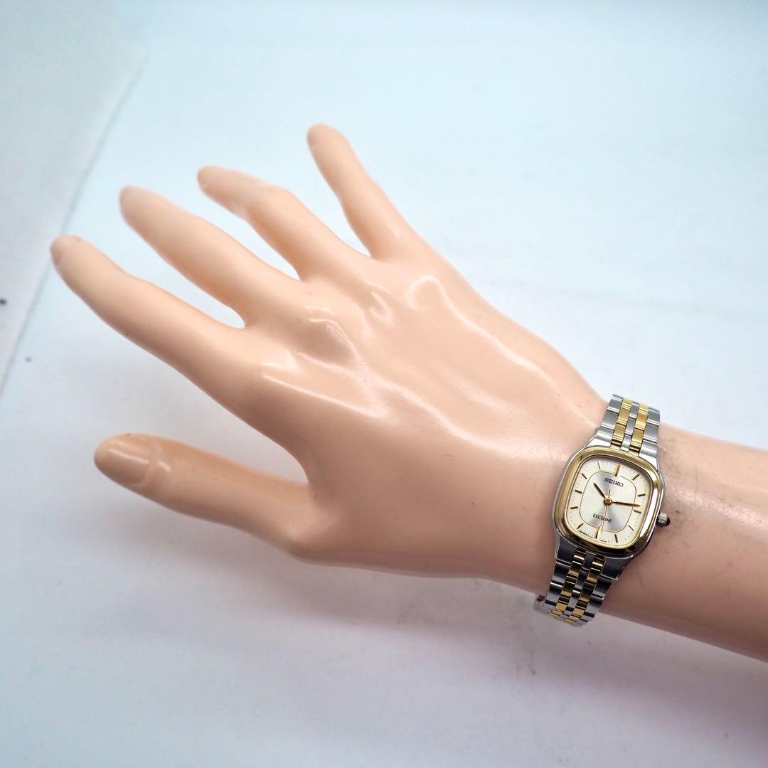 228 稼働【美品】SEIKO時計 エクセリーヌ レディース スクエア　ゴールド