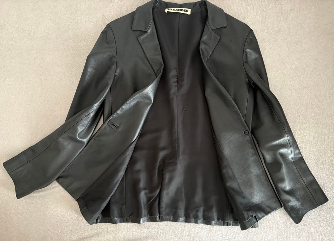 JIL SANDER ブラック レザージャケット 34 ポケットあり