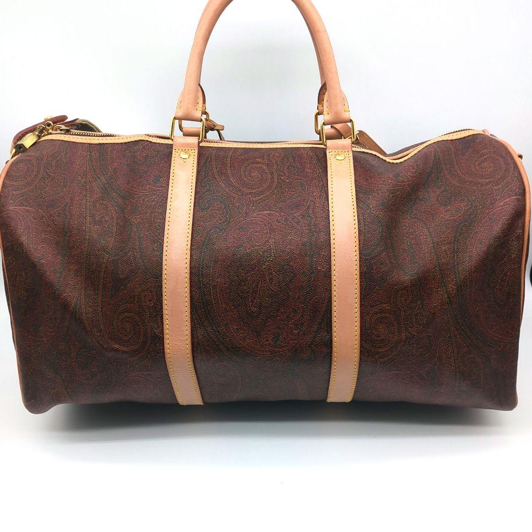 【極美品】エトロ ボストンバッグ ペイズリー柄 pvc レザー