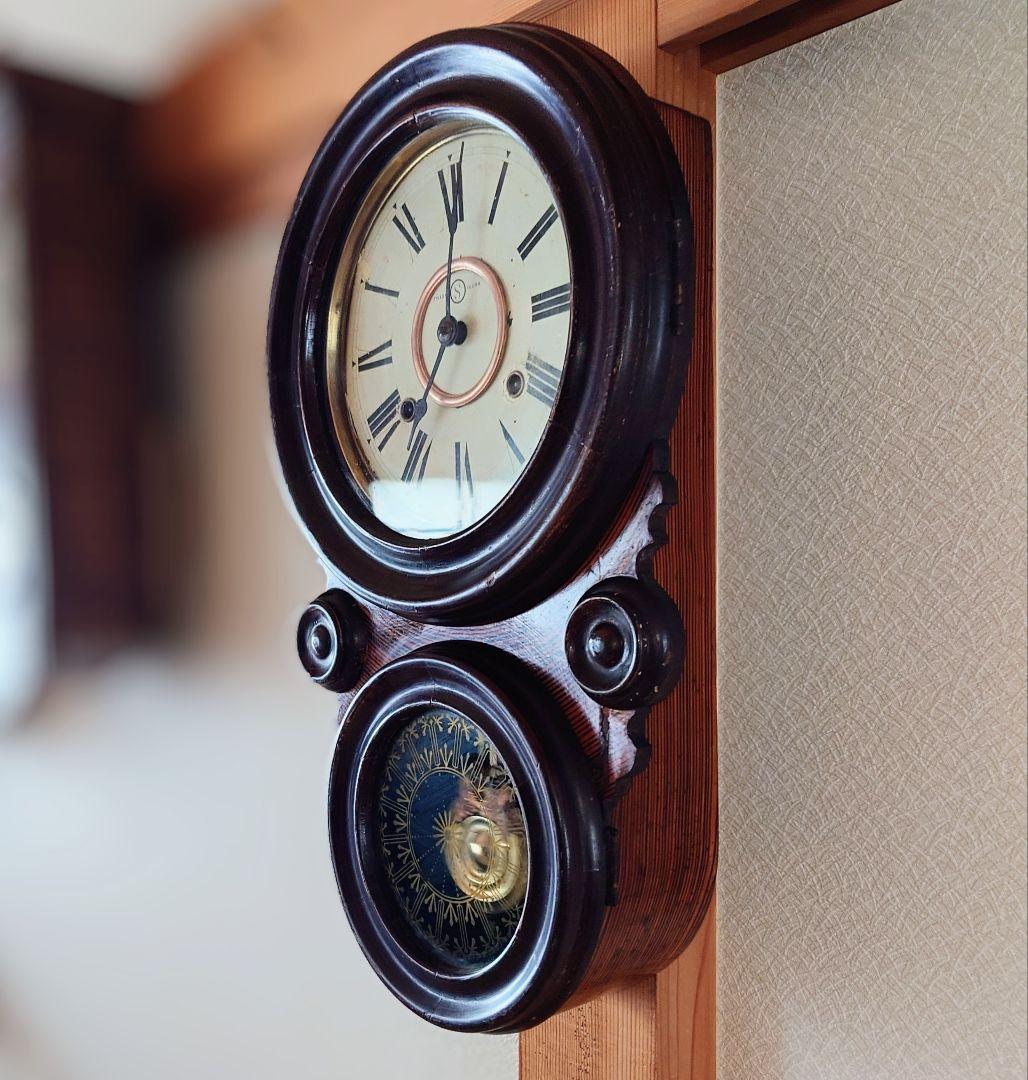 〈完動・美品〉精工舎　四ツ丸達磨型ゼンマイ振り子時計　アンティーク古時計