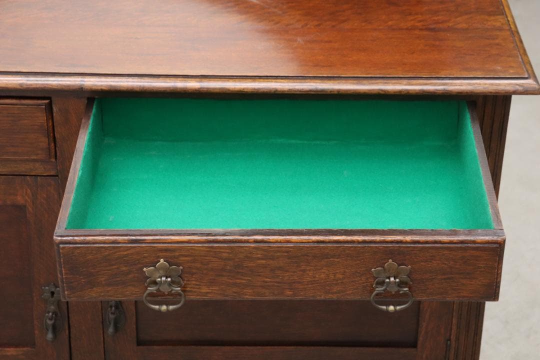 英国 イギリス ミラーバック チェスト オーク材 収納 引き出し サイドボード