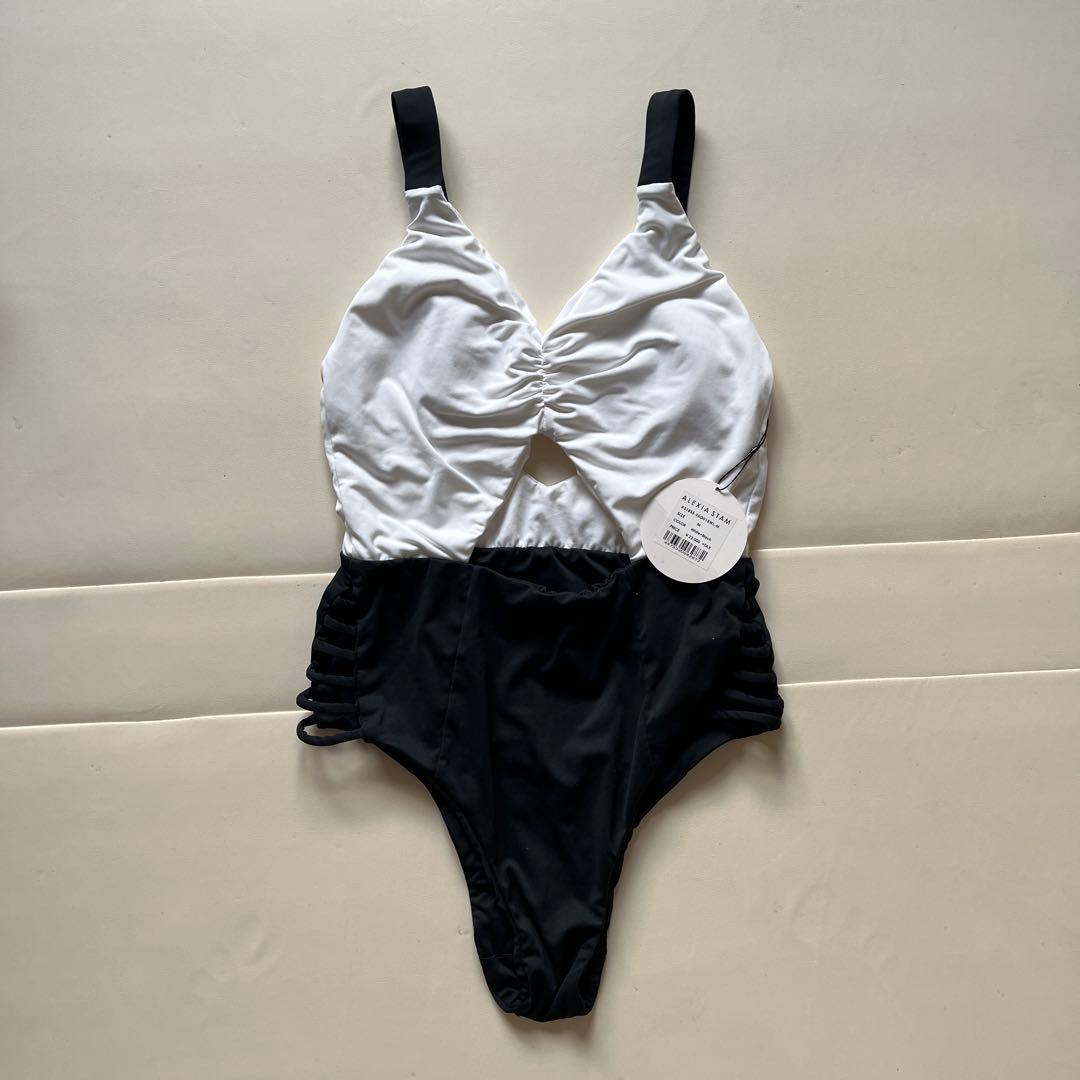 ワンピース水着 ホワイト・ブラック カットアウトデザイン