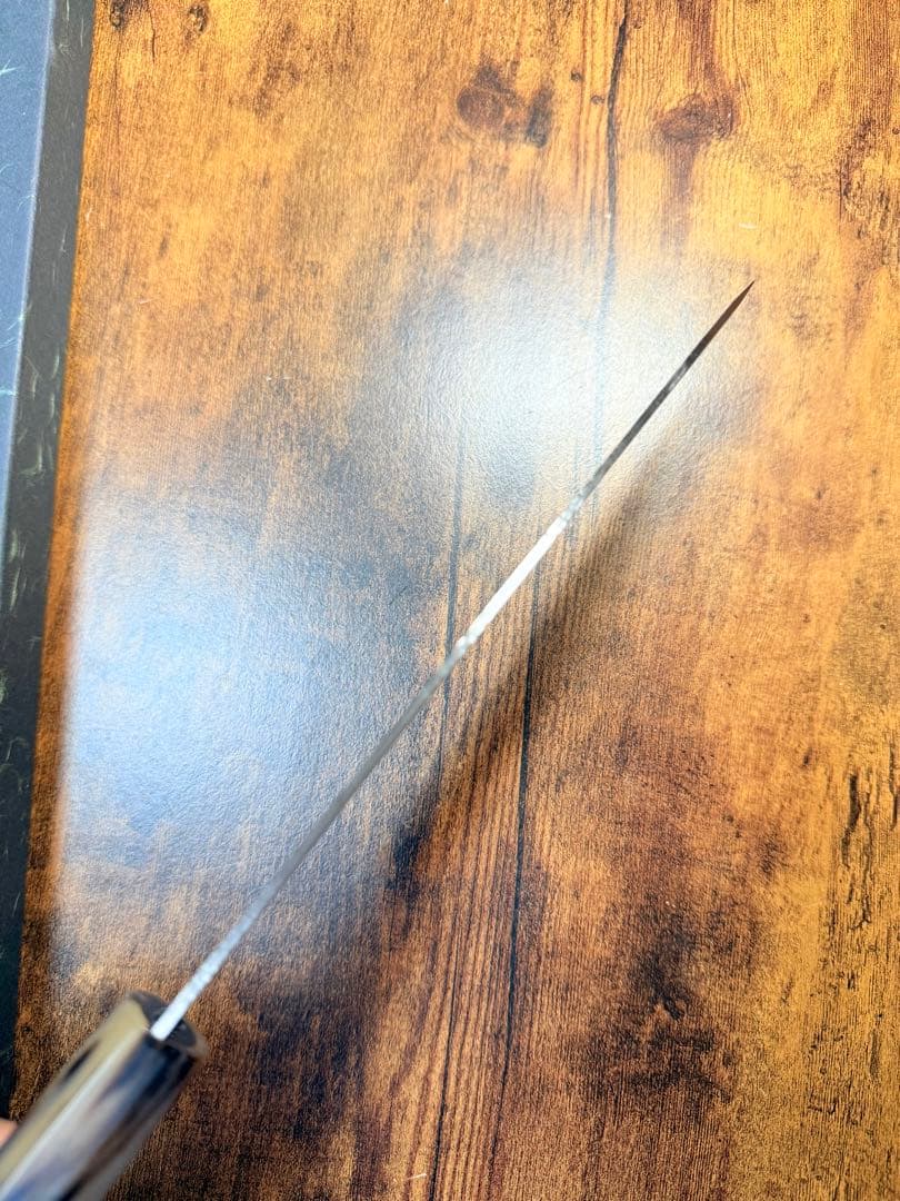 義弘作　切付 牛刀　包丁　VG5 鎚目 山脇刃物製作所　紫檀白水牛八角柄