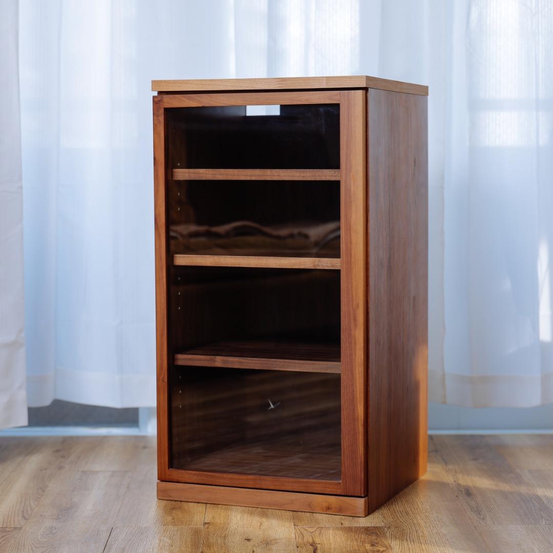 無印良品木製キャビネットガラス扉スリムウォールナット材突板2/2磯野タマさま専用