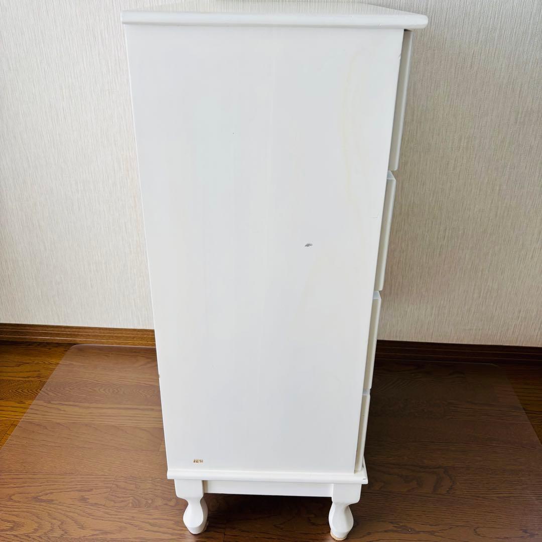 シャビーシック チェスト 4段 薔薇装飾 フレンチカントリー 姫系家具 ロココ調