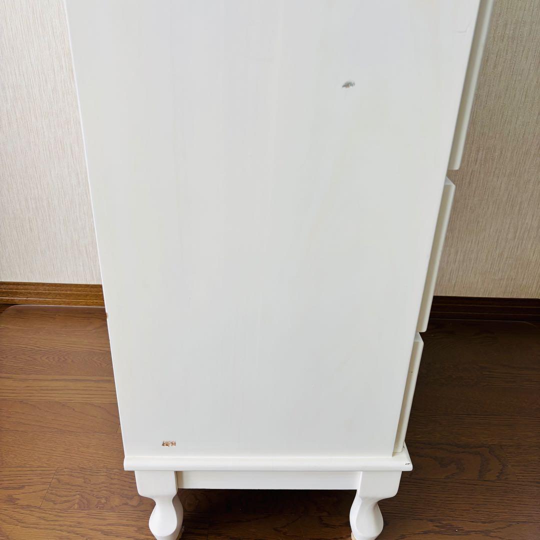 シャビーシック チェスト 4段 薔薇装飾 フレンチカントリー 姫系家具 ロココ調