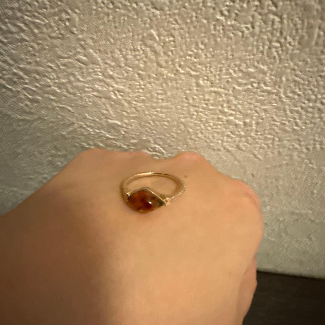 agete アガット　アンバー リング 9号　k10
