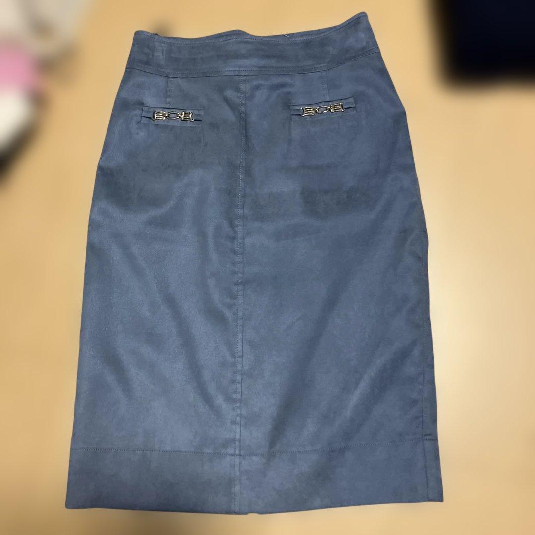 PINKY & DIANNE エルモザスエードビットスカート　ブルー