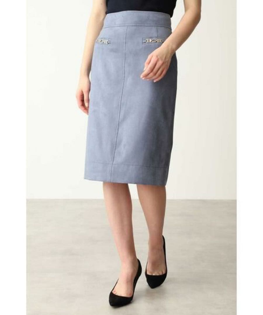 PINKY & DIANNE エルモザスエードビットスカート　ブルー