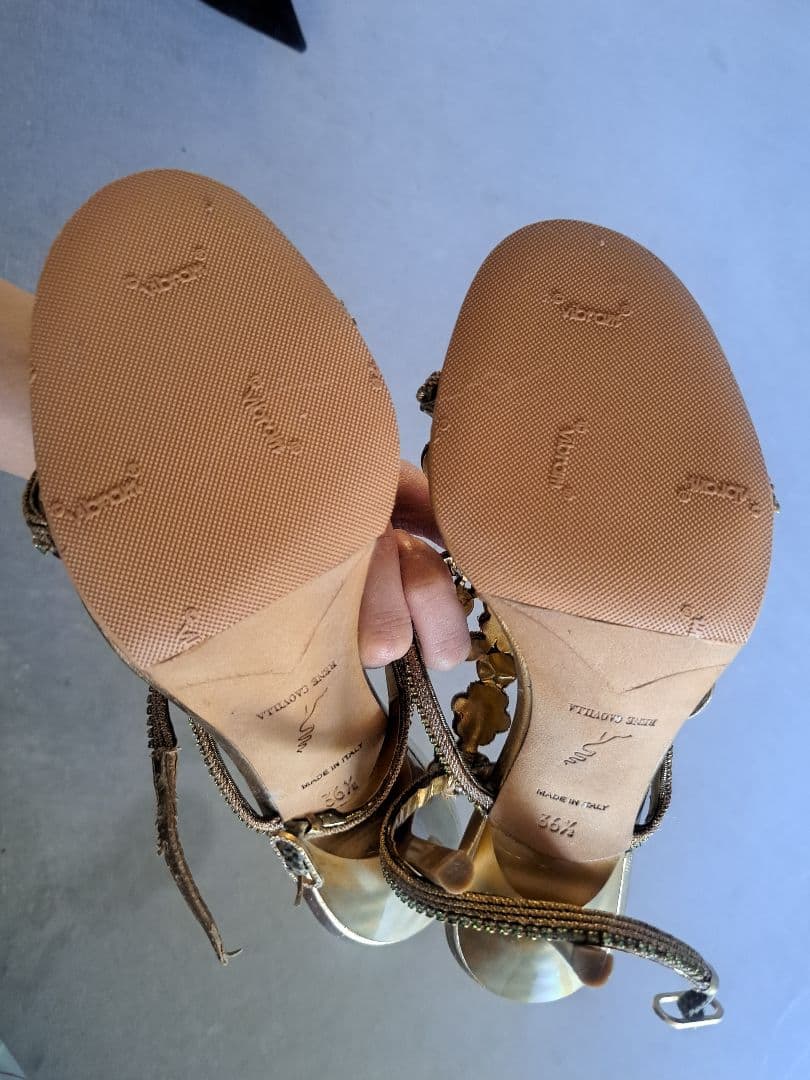Rene Caovilla ゴールド ハイヒールサンダル 23.5