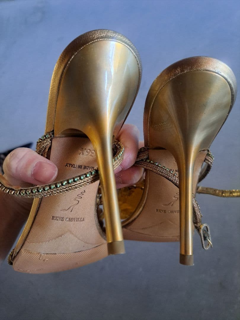 Rene Caovilla ゴールド ハイヒールサンダル 23.5