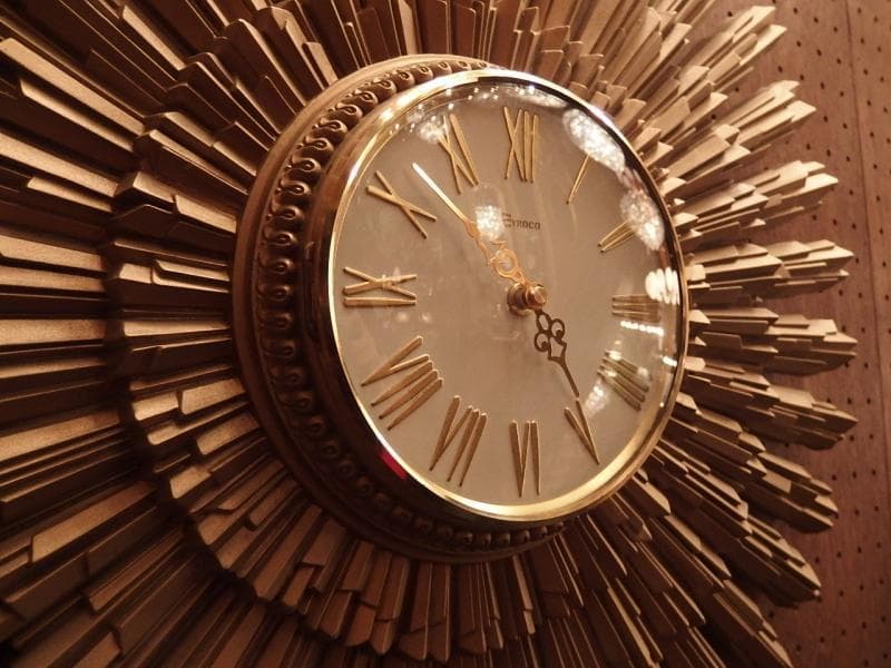 【美品】60's Syroco サンバーストクロックミッドセンチュリー壁掛け時計