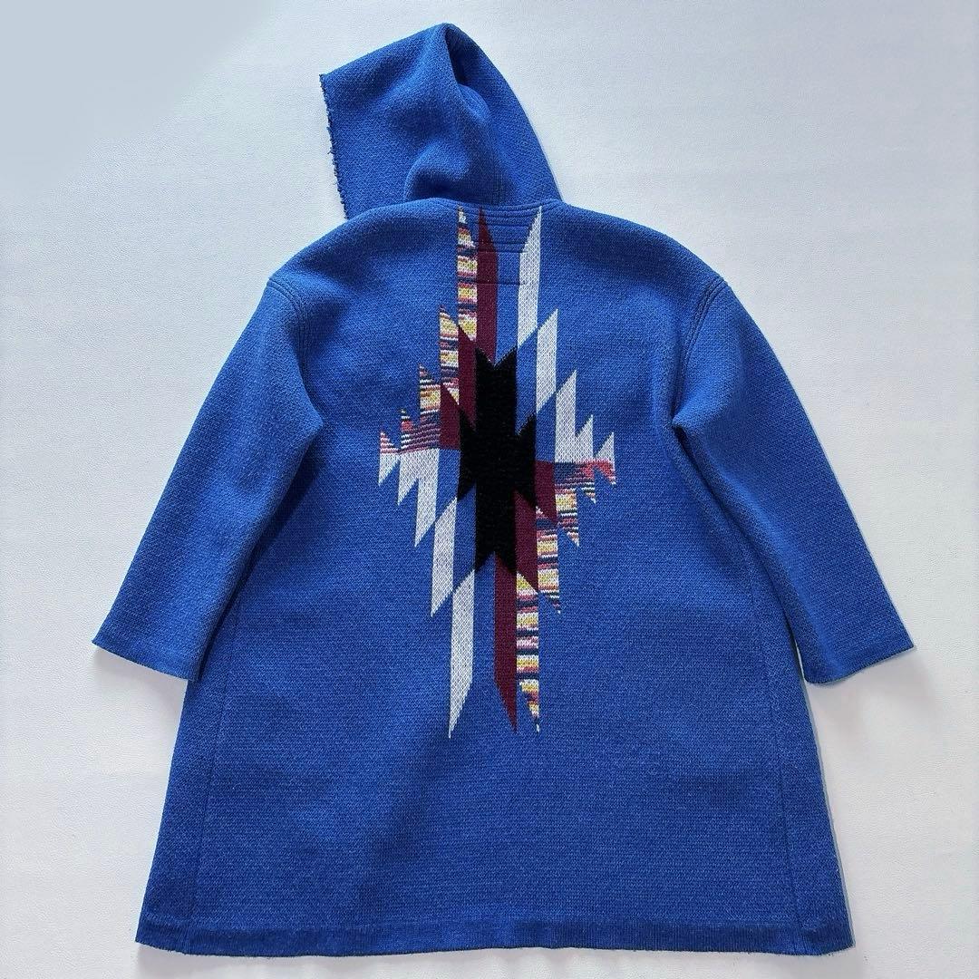 COOHEM YONETOMI ニットツイードフーディカーディガン M ブルー