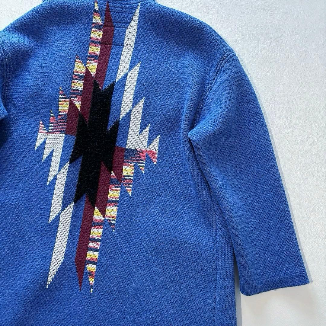 COOHEM YONETOMI ニットツイードフーディカーディガン M ブルー