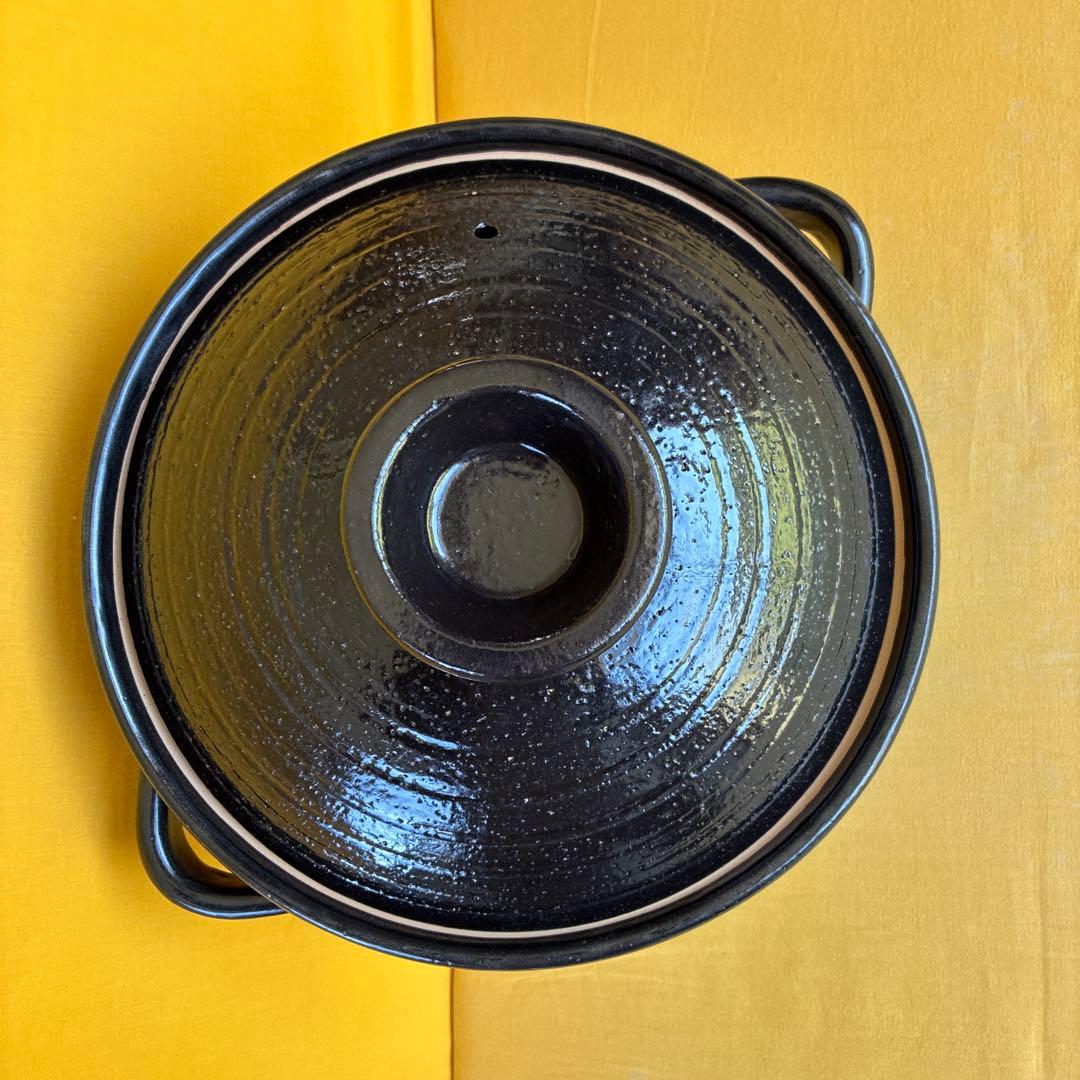 土鍋伊賀焼10.5号深鍋黒釉艶消