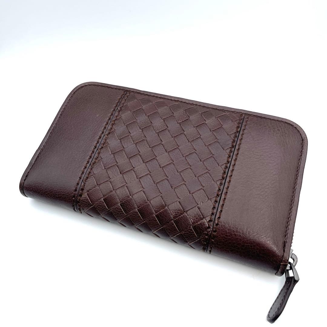 【美品】ボッテガヴェネタ　長財布　ラウンドジップ　ダークブラウン