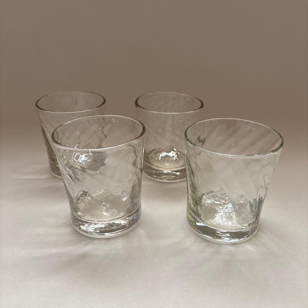 倉敷ガラス　小谷真三　ガラスコップ　4客　民藝