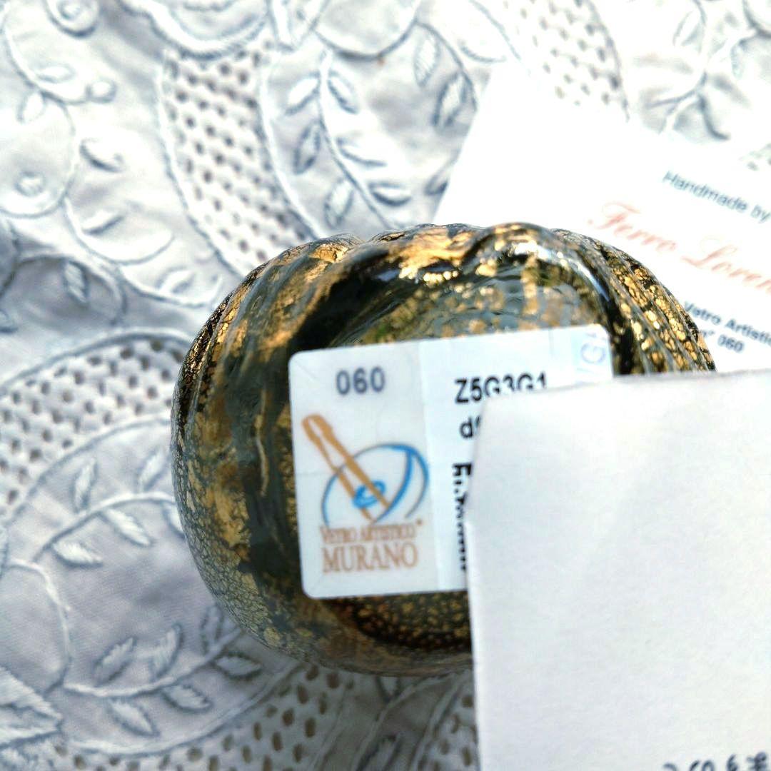 ムラーノガラス　置物　オーナメント　ふくろう　ゴールドグリーン　ベネチアンガラス