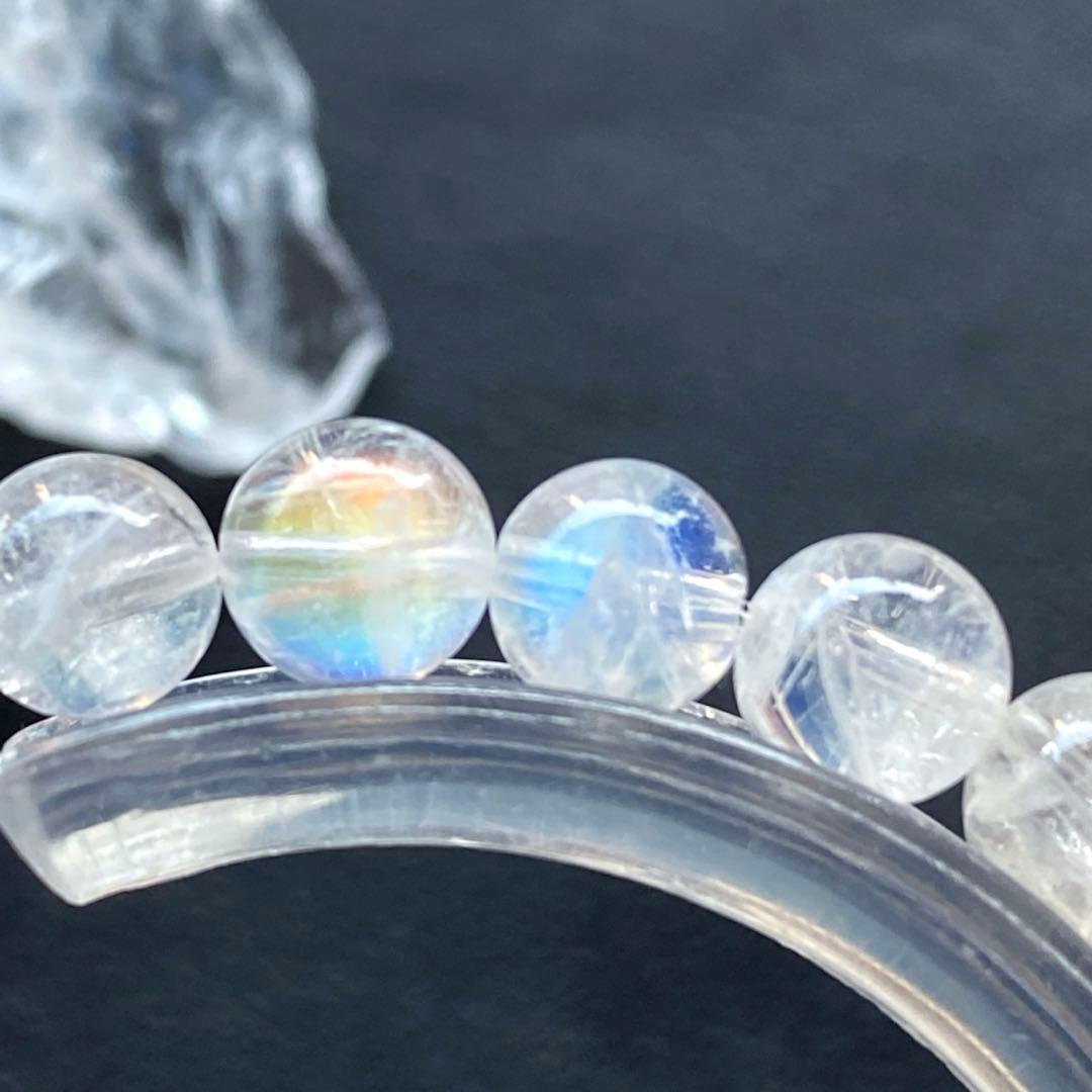 発色良好❣️マダガスカル産レインボームーンストーン7.0-7.3mmブレスレット